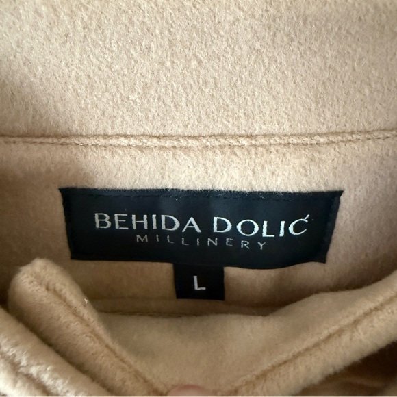 Behida Dolic Elegant Tan High-Waisted Button Front Wool Midi Skirt - Size L - Picture 11 of 13